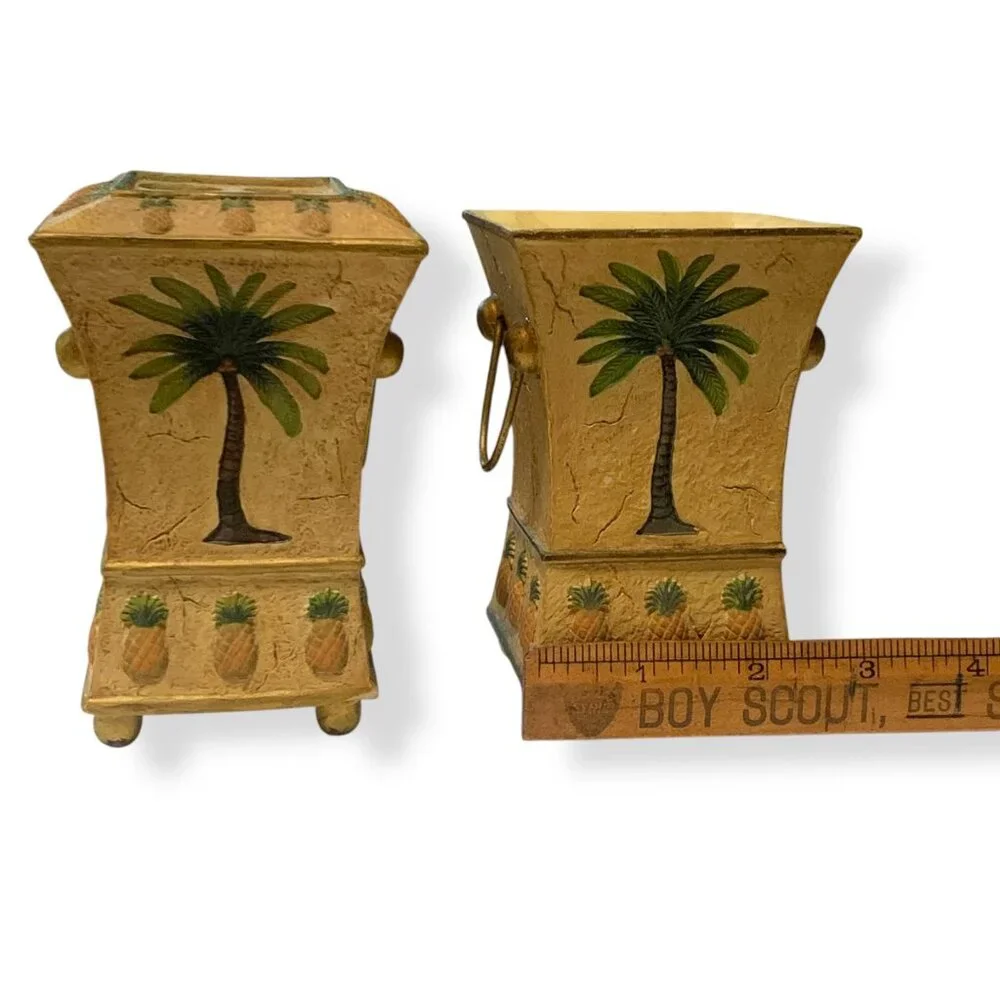 Palm Tree Pineapple Tooth Brush Holder & Cup Tropical‎ Decor MCM Y2K
